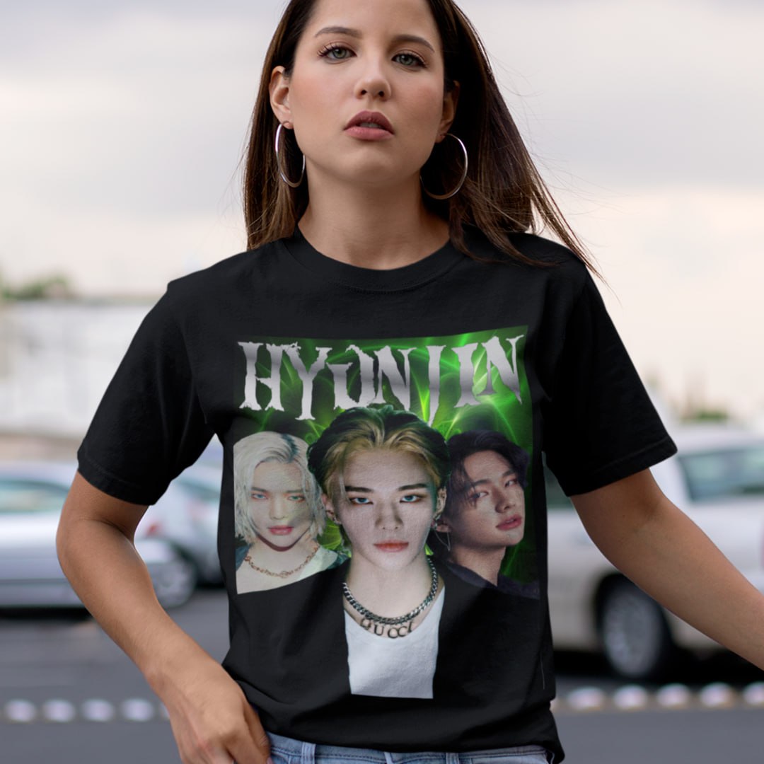 Kpop Hyunjin T-Shirt, Stray Kids Grafik, Stay Fanmade Fandome, Selfmade Geschenkidee