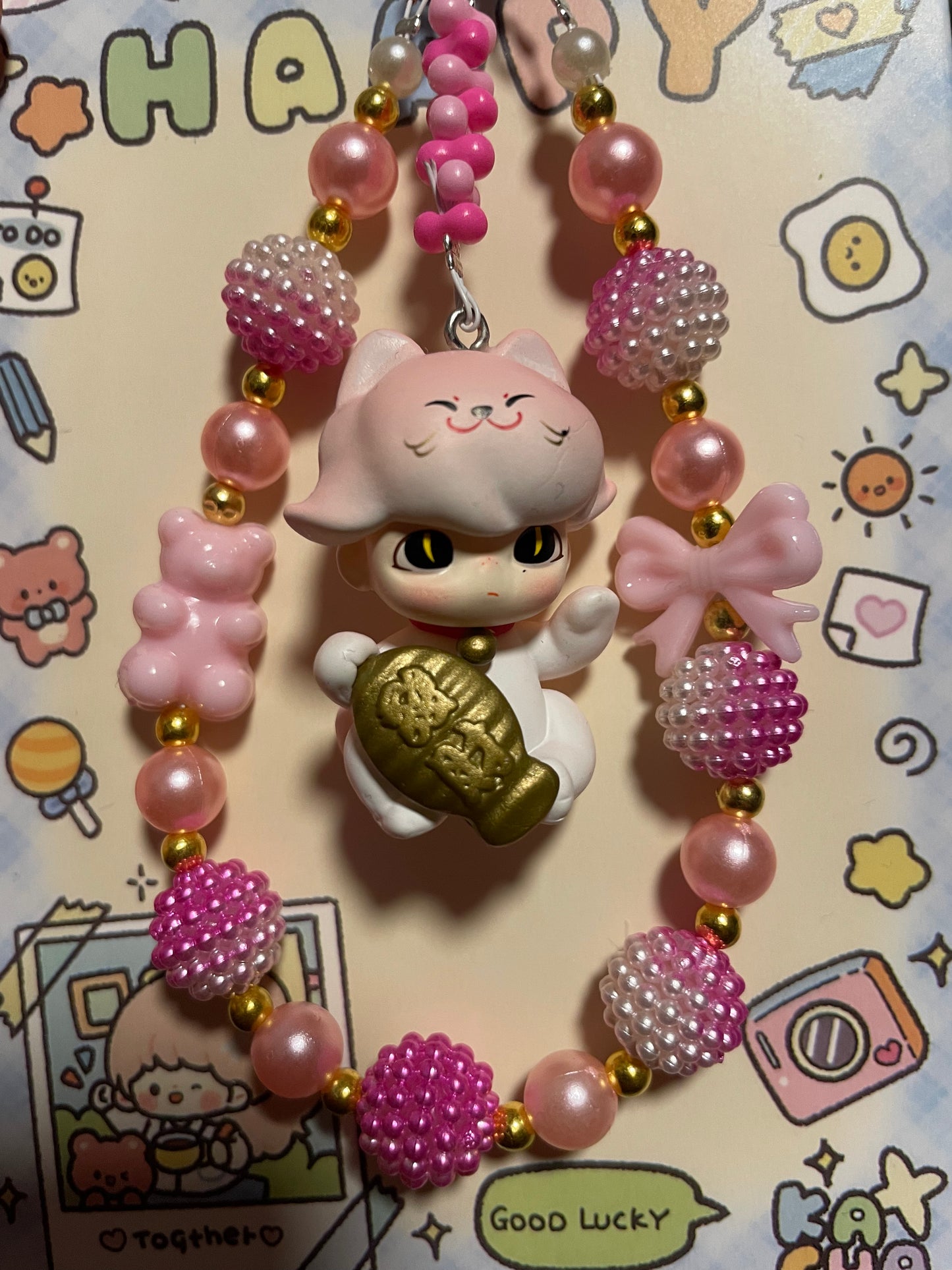 Dimoo rosa Design Handykette & Taschenanhänger | Süßer kleiner Anhänger