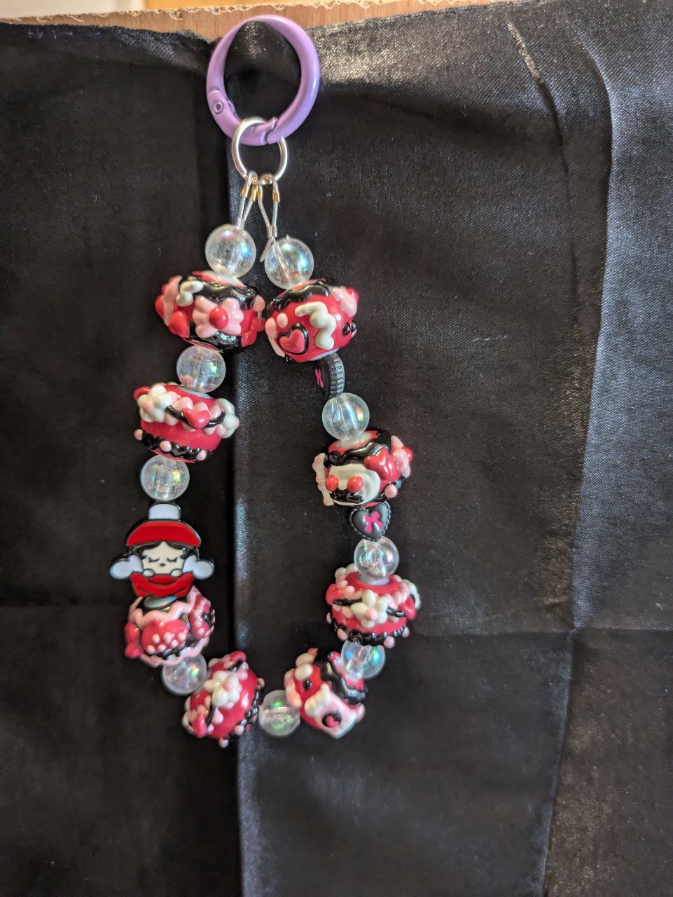 Cute SkullPanda Pink Red Phonechain, Taschen und Keychain