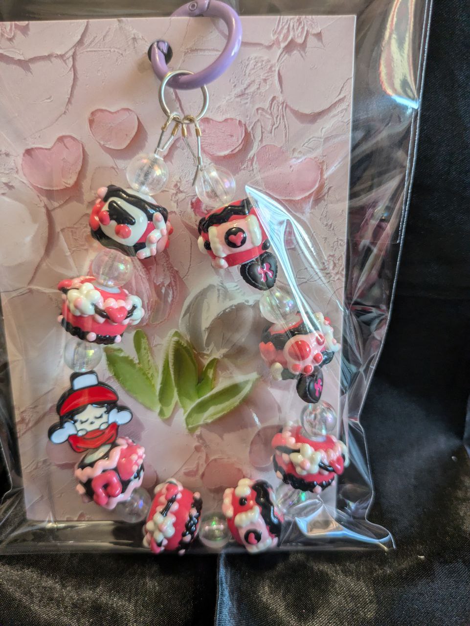 Cute SkullPanda Pink Red Phonechain, Taschen und Keychain