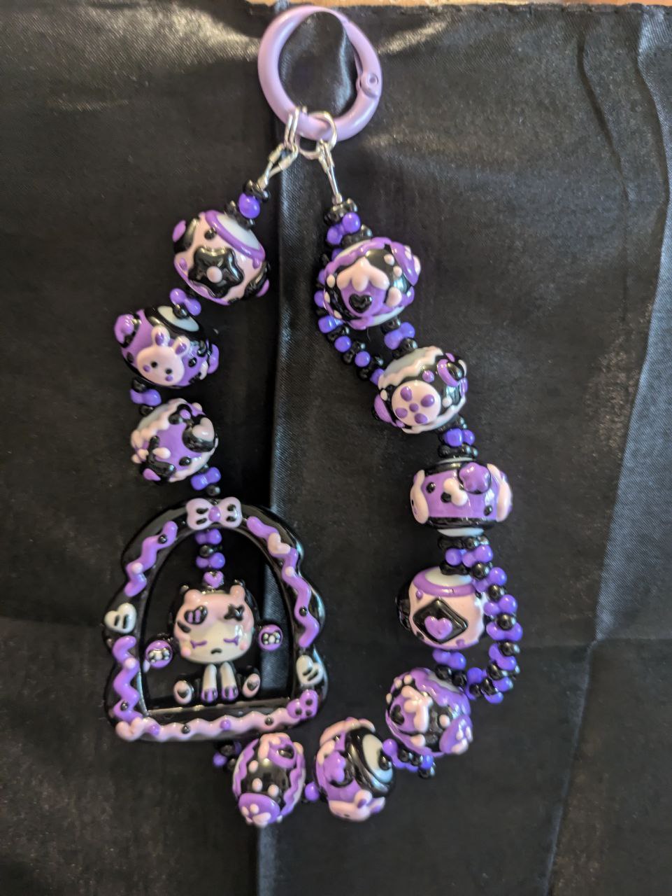 SkullPanda Purple Bogen Phonechain, Taschen und Keychain