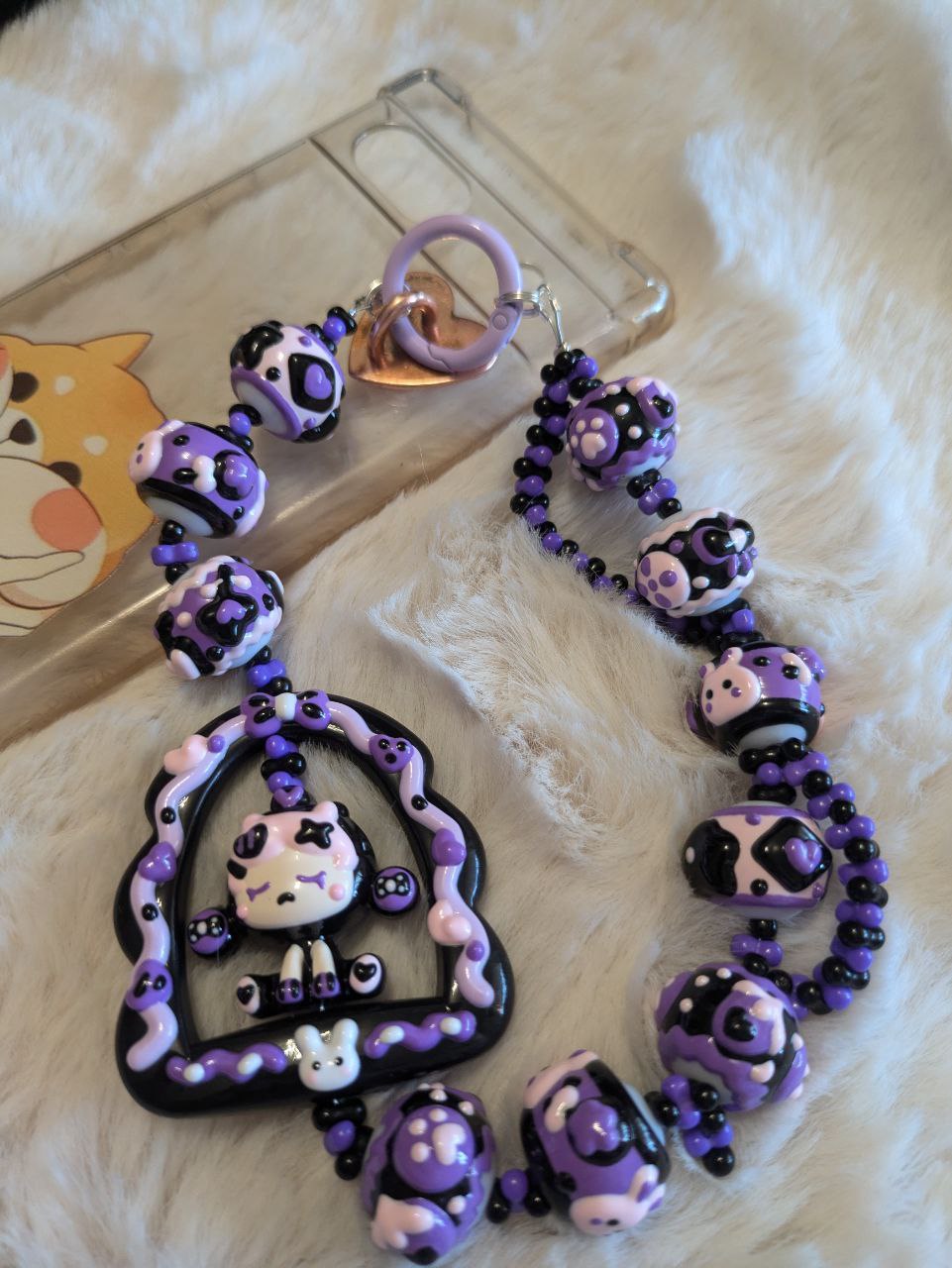 SkullPanda Purple Bogen Phonechain, Taschen und Keychain