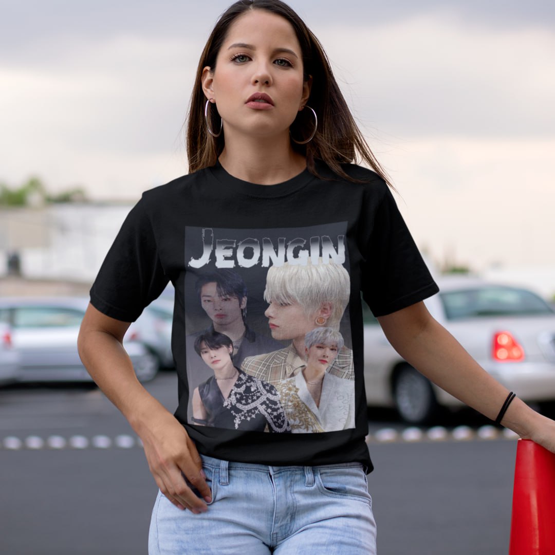 KPop Jeongin T-Shirt, Stray Kids Grafik, Stay Fanmade, Selfmade Geschenkidee