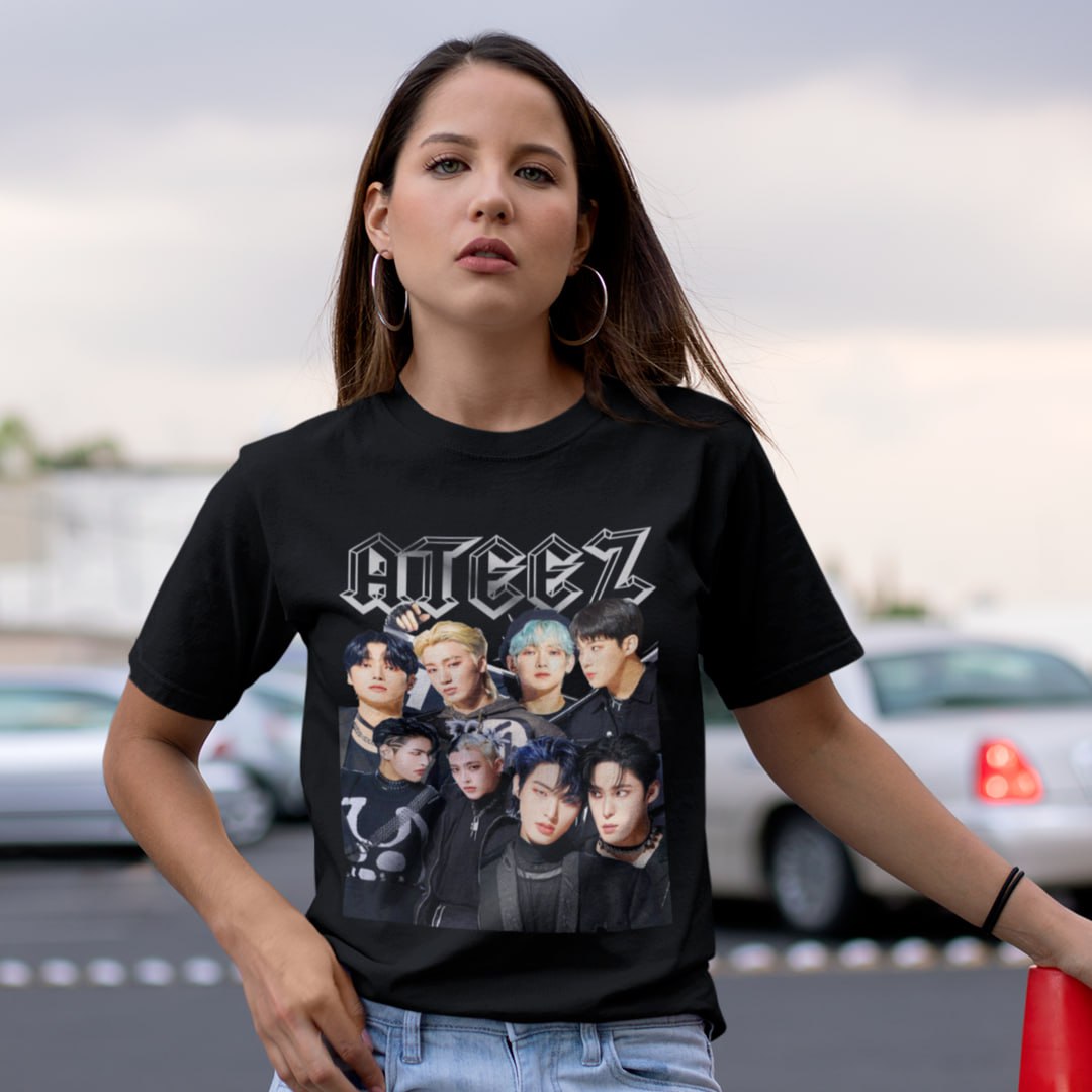 Ateez Group Shirt, Fanmade Atiny K-Pop T-Shirt