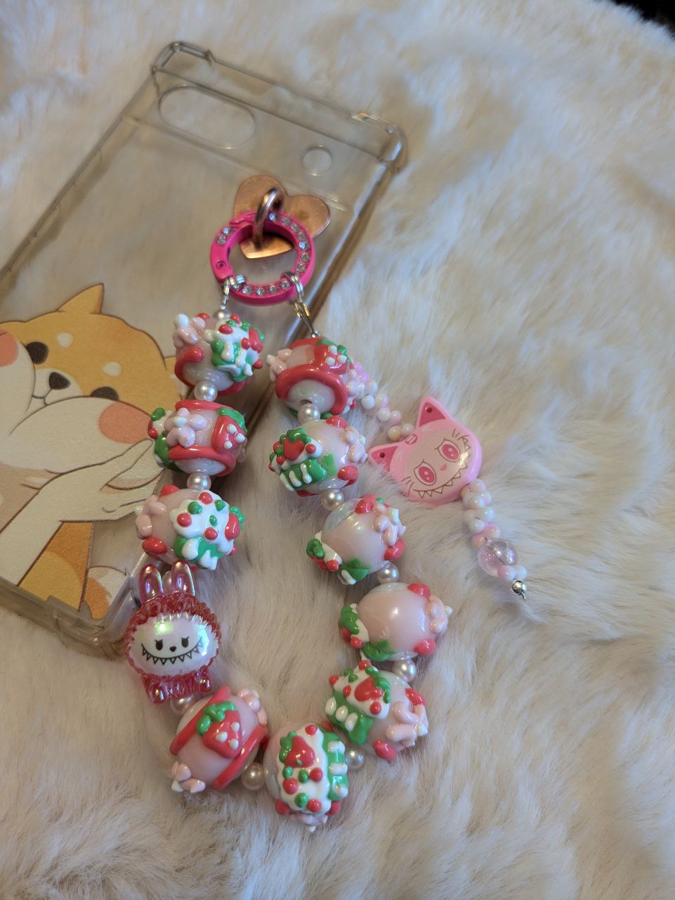 Labubu Strawberries Phonechain, Taschen und Keychain