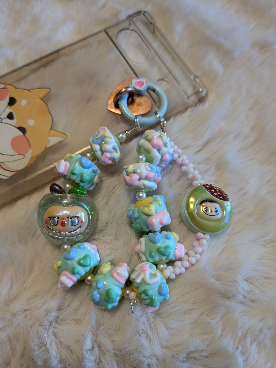 Labubu mint Cake Phonechain, Taschen und Keychain