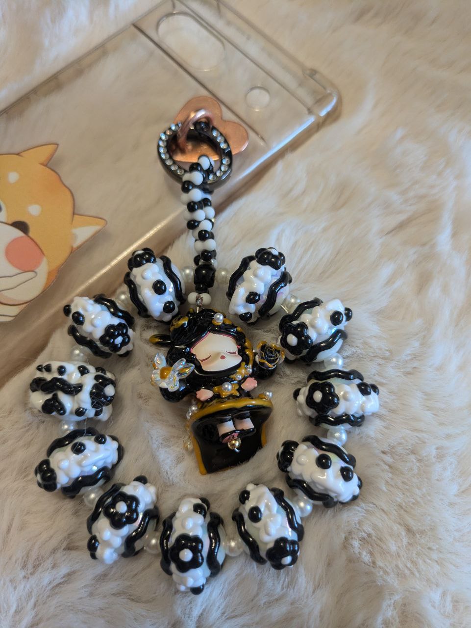 SkullPanda circle black Phonechain, Taschen und Keychain