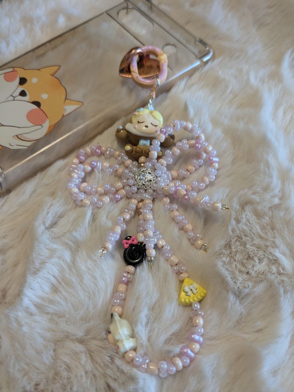Cute SkullPanda Schleife Phonechain, Taschen und Keychain
