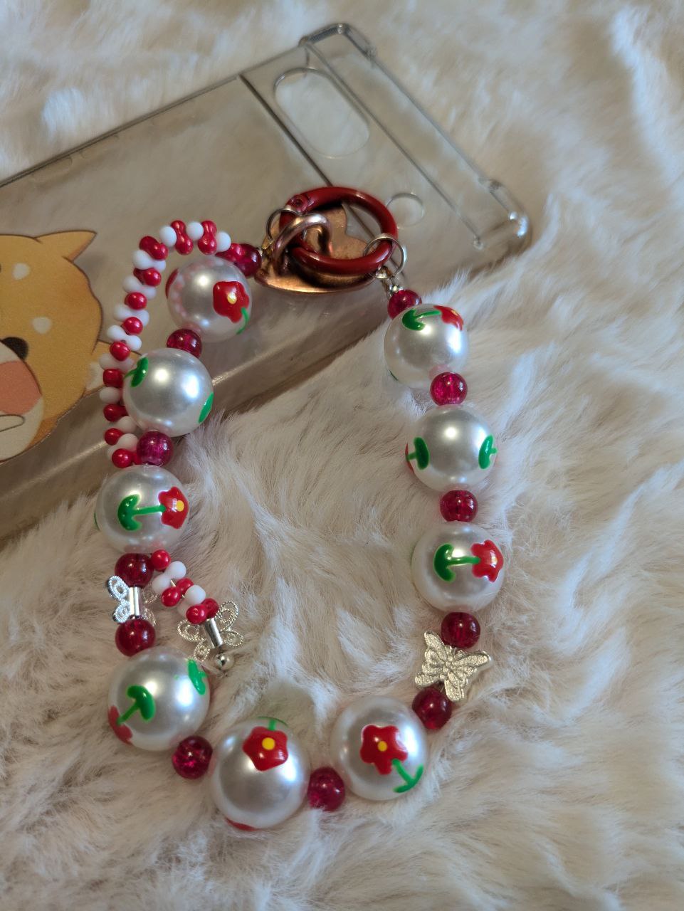 Blumen Perlen Phonechain, Taschen und Keychain
