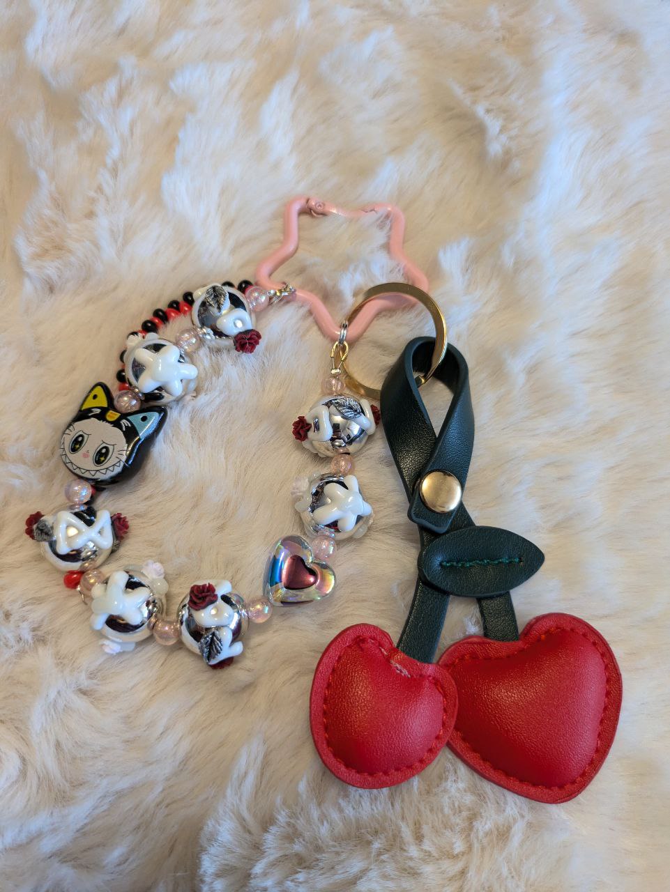 Labubu Rosen Anhänger Phonechain, Taschen und Keychain