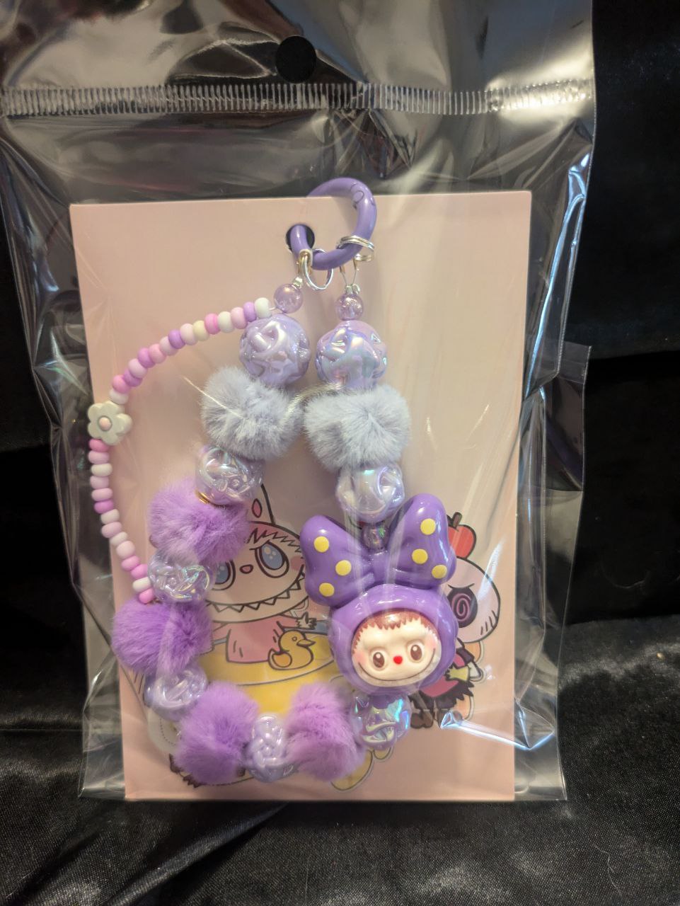 Labubu Cute Kopf Handykette in Lila – Kawaii Style für dein Smartphone