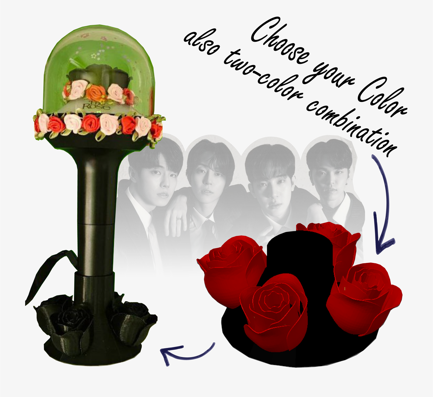 The Rose Lightstick holder für alle Versionen, Kpop Fanmade, Black Rose