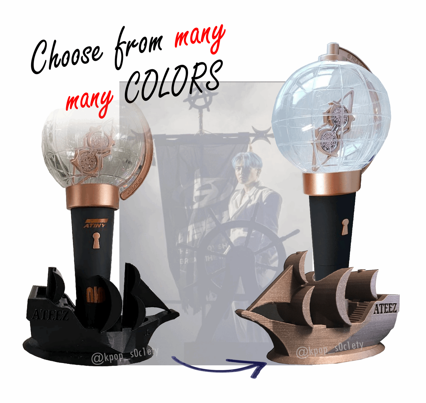 Ateez Lightstick holder - Piratenboot für alle Ateez Versionen, Atiny Fanmade, LIGHTINY holder, Kpop Selfmade Geschenkidee