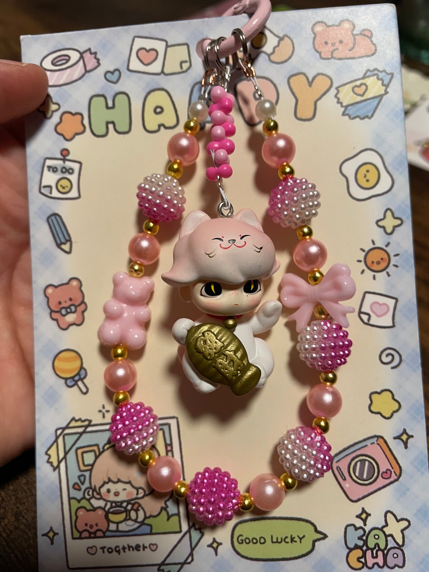 Dimoo rosa Design Handykette & Taschenanhänger | Süßer kleiner Anhänger