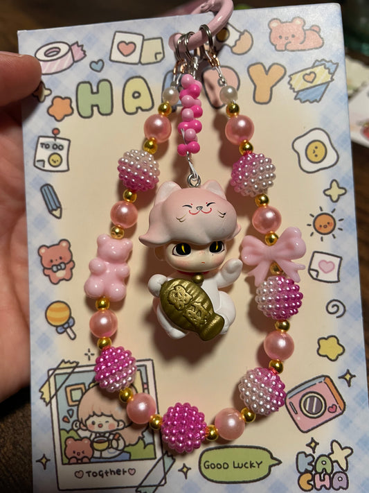 Dimoo rosa Design Handykette & Taschenanhänger | Süßer kleiner Anhänger