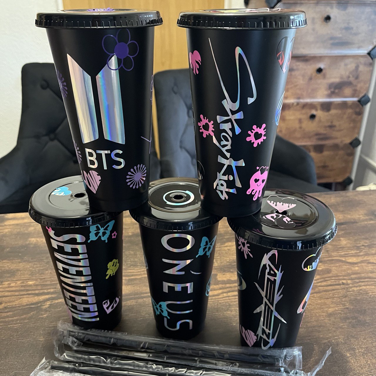 K-Pop drinking cup with straw – perfect for summer! Enhypen, Ateez, Seventeen, Straykids, Oneus, BTS