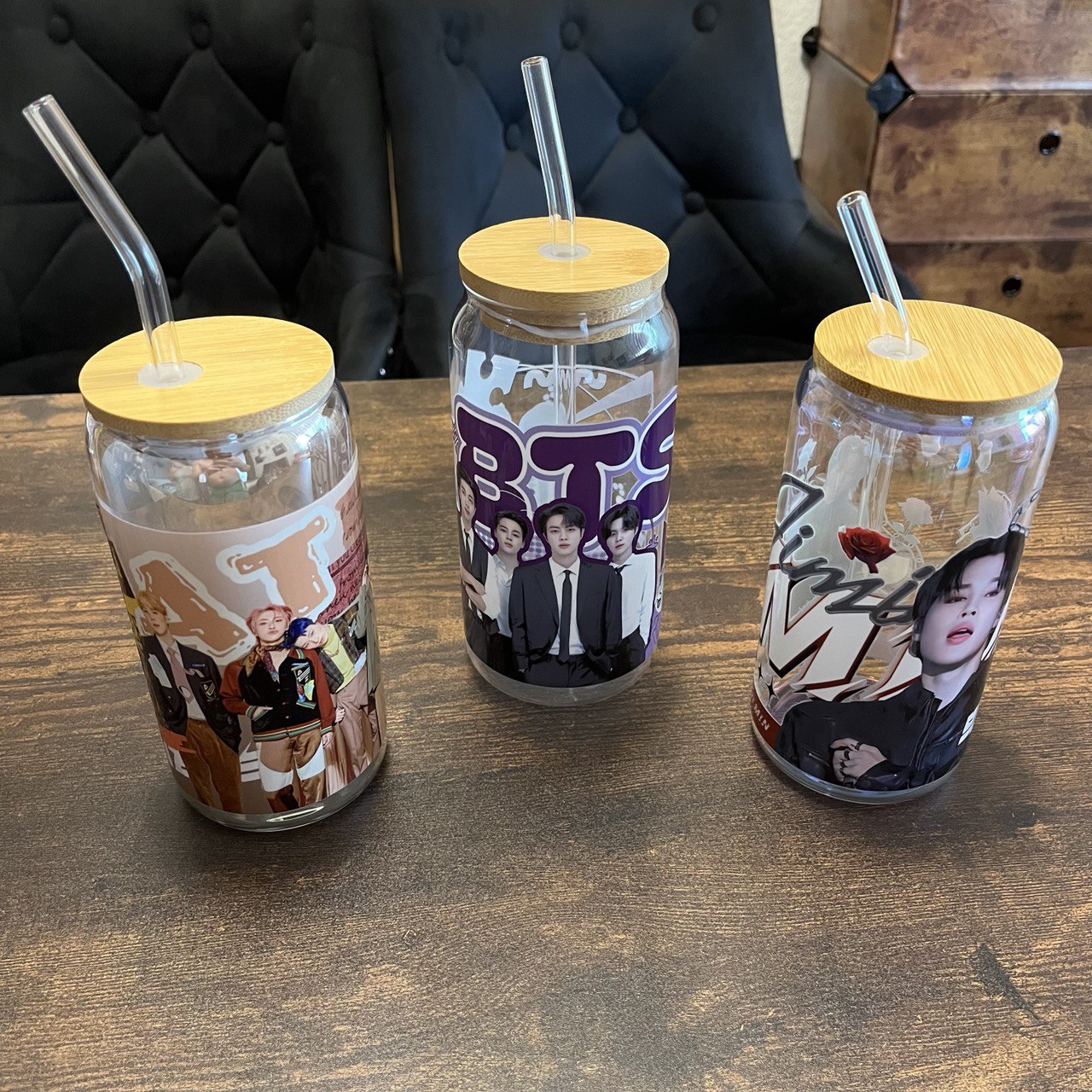 K-Pop Fanmade Drinking Glass – Perfect for Summer 16oz! Ateez, Bts,Jungkook, Jimin, NewJeans, bt21