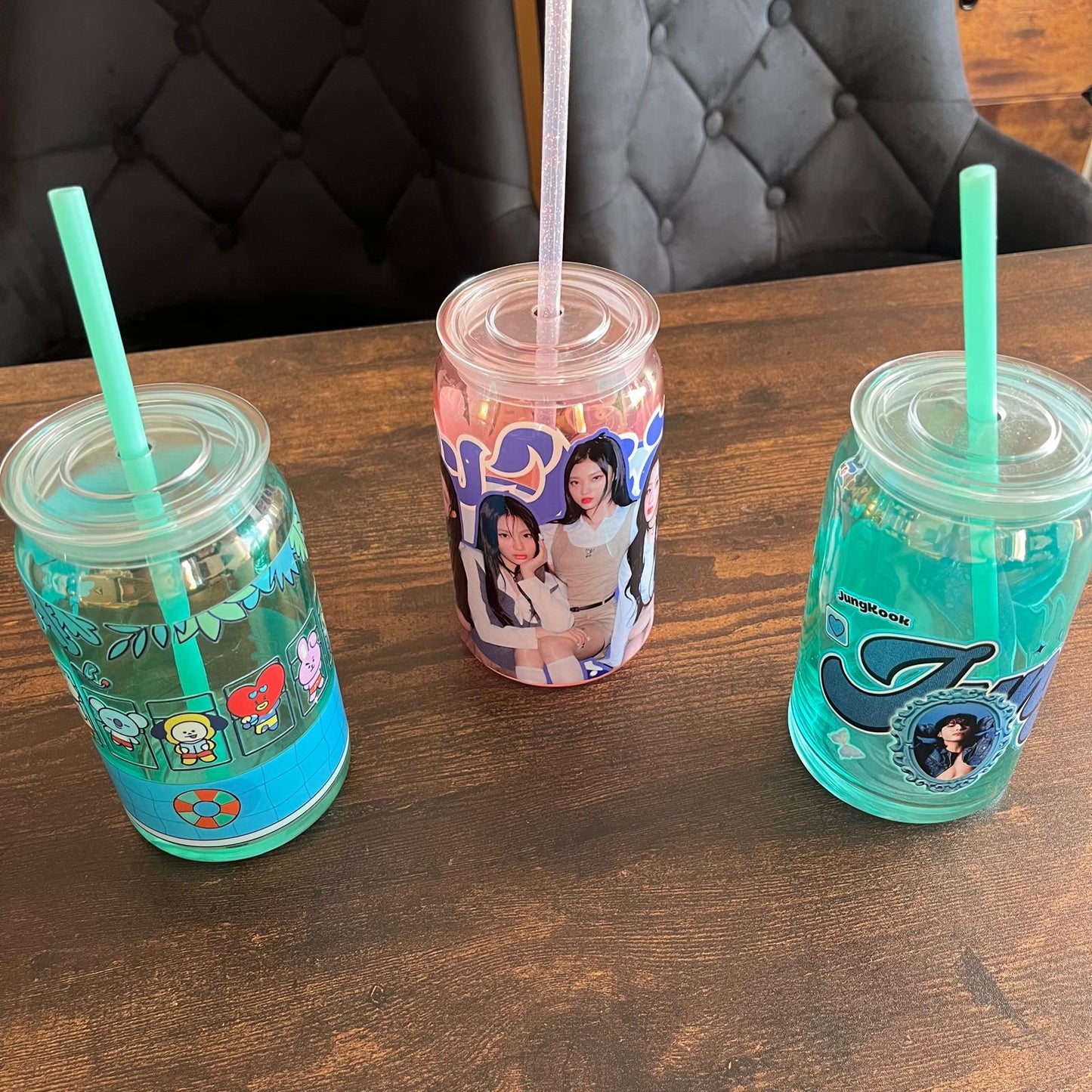 K-Pop Fanmade Drinking Glass – Perfect for Summer 16oz! Ateez, Bts,Jungkook, Jimin, NewJeans, bt21