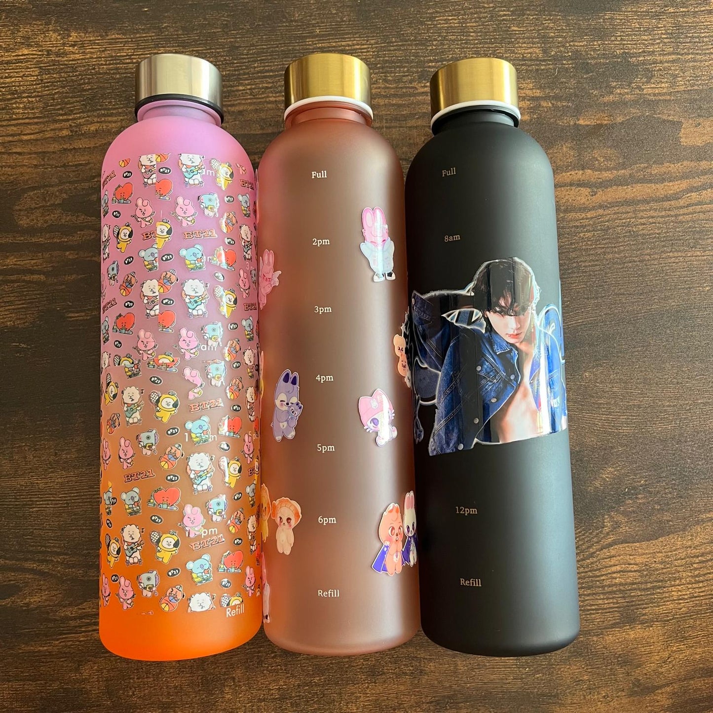 K-Pop Drinking Bottle Jungkook, Bt21 and Stray Kids – Perfect as a Gift Fanmade