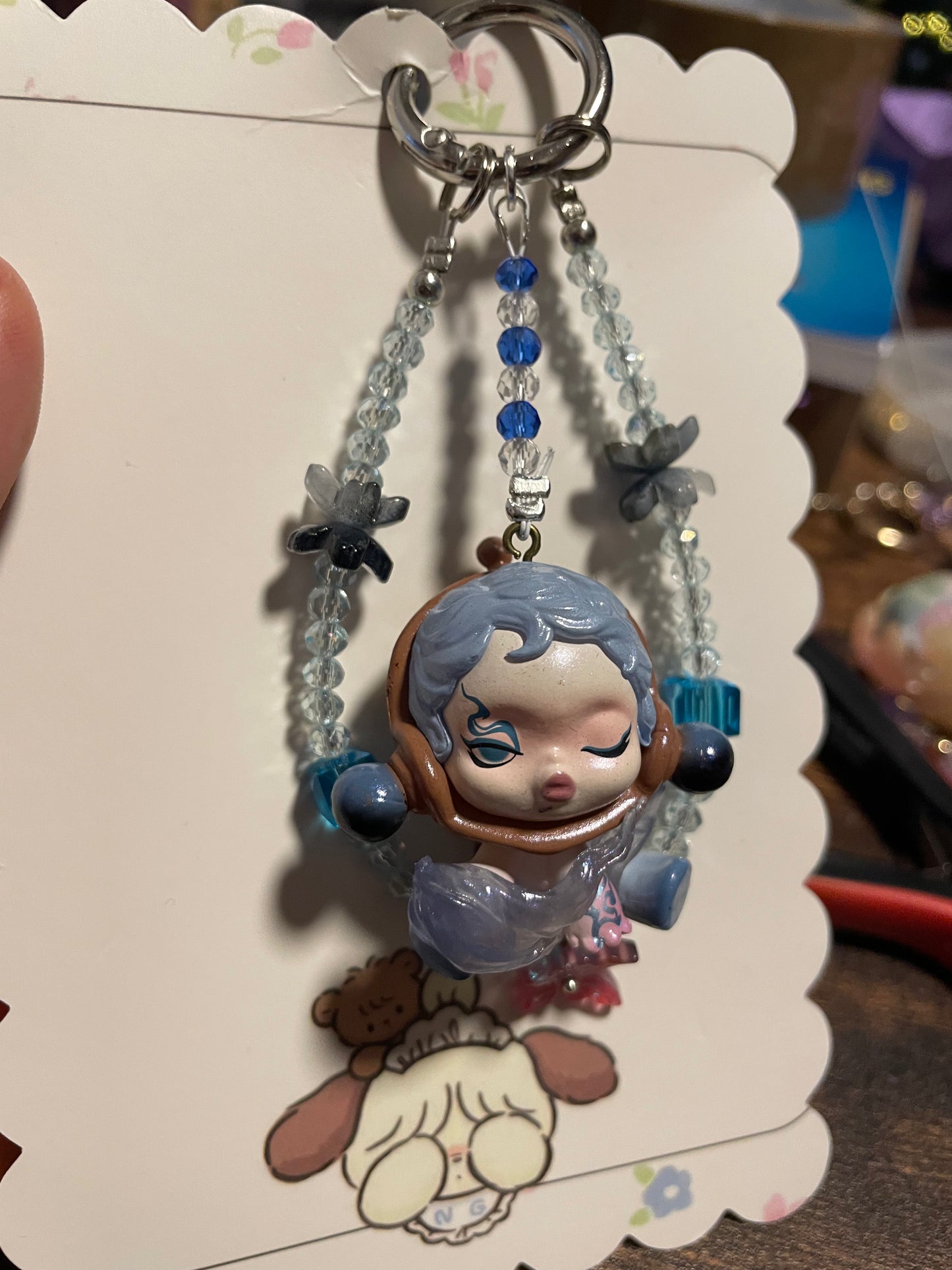 SkullPanda  blue Design Handykette & Taschenanhänger: Der süße kleine Anhänger