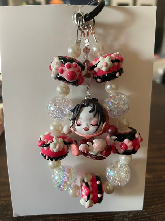 SkullPanda red& black Design Handykette & Taschenanhänger: Der süße kleine Anhänger