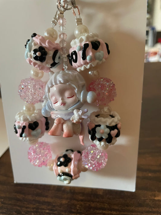 SkullPanda rosa black Design Handykette & Taschenanhänger: Der süße kleine Anhänger