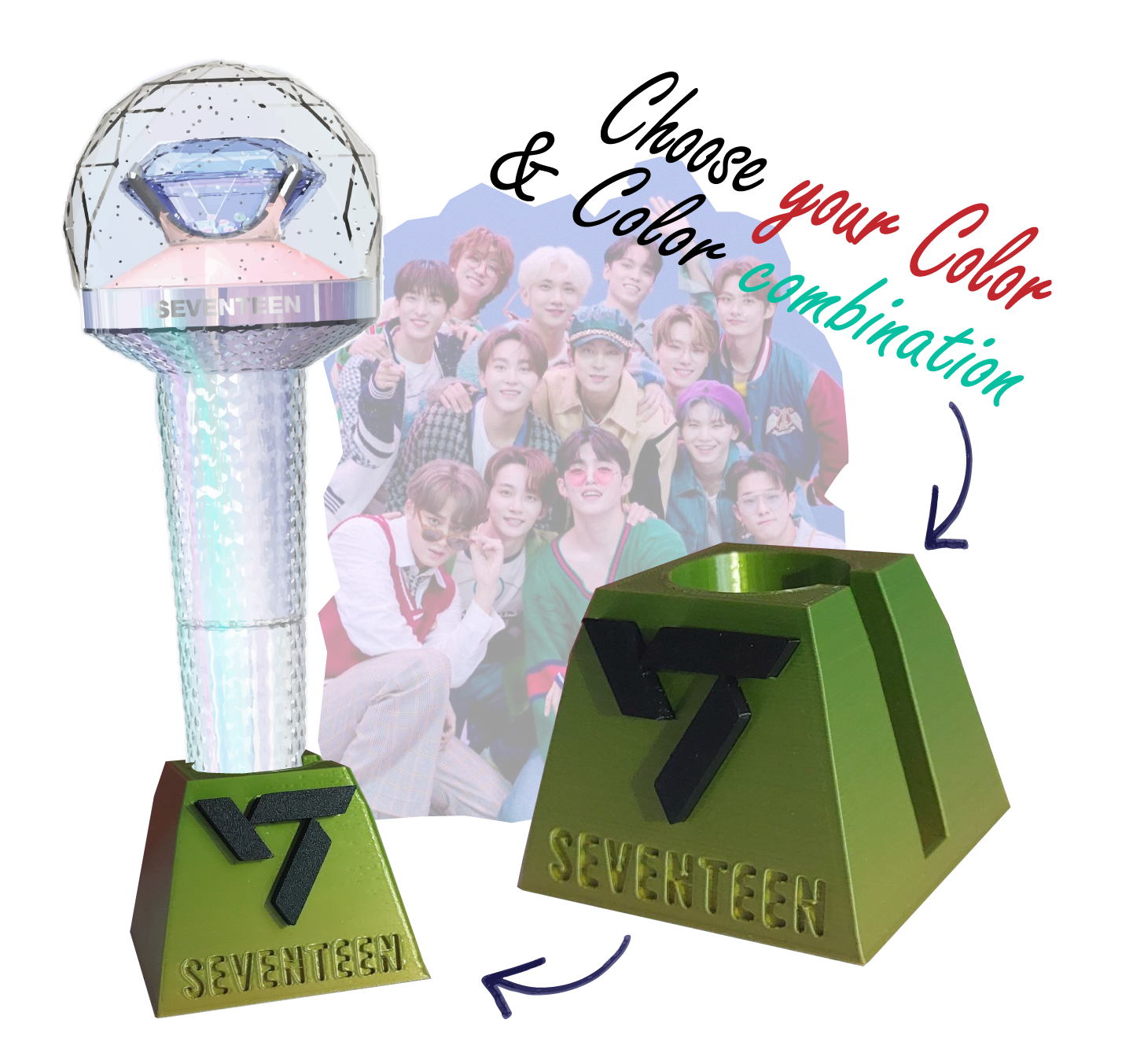 Customized ATEEZ Kpop Lightstick Holder for All Versions, Atiny Fanmade, Gift Idea, LIGHTINY Stand, Selfmade