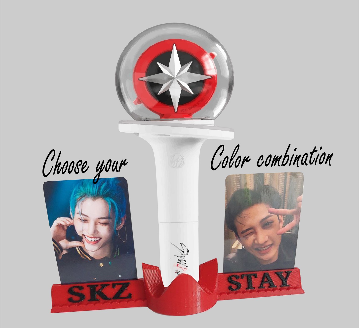 Personalized Seventeen Kpop lightstick holder + integrated photo card holder for all versions, self-made