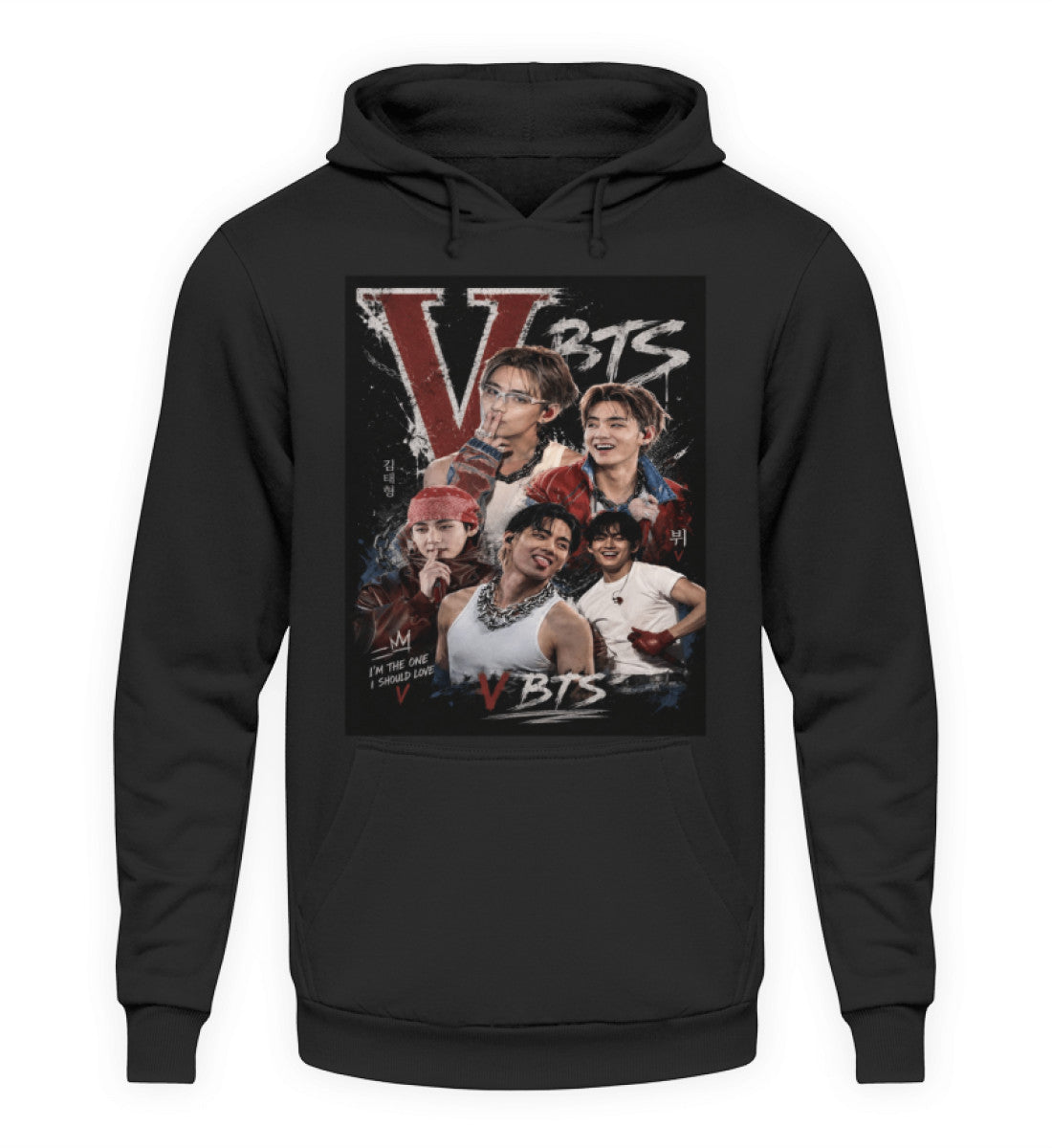Deep Black-V BTS Taehyung Unisex Hoodie – Fanmade Army Fanartikel | XS–5XL