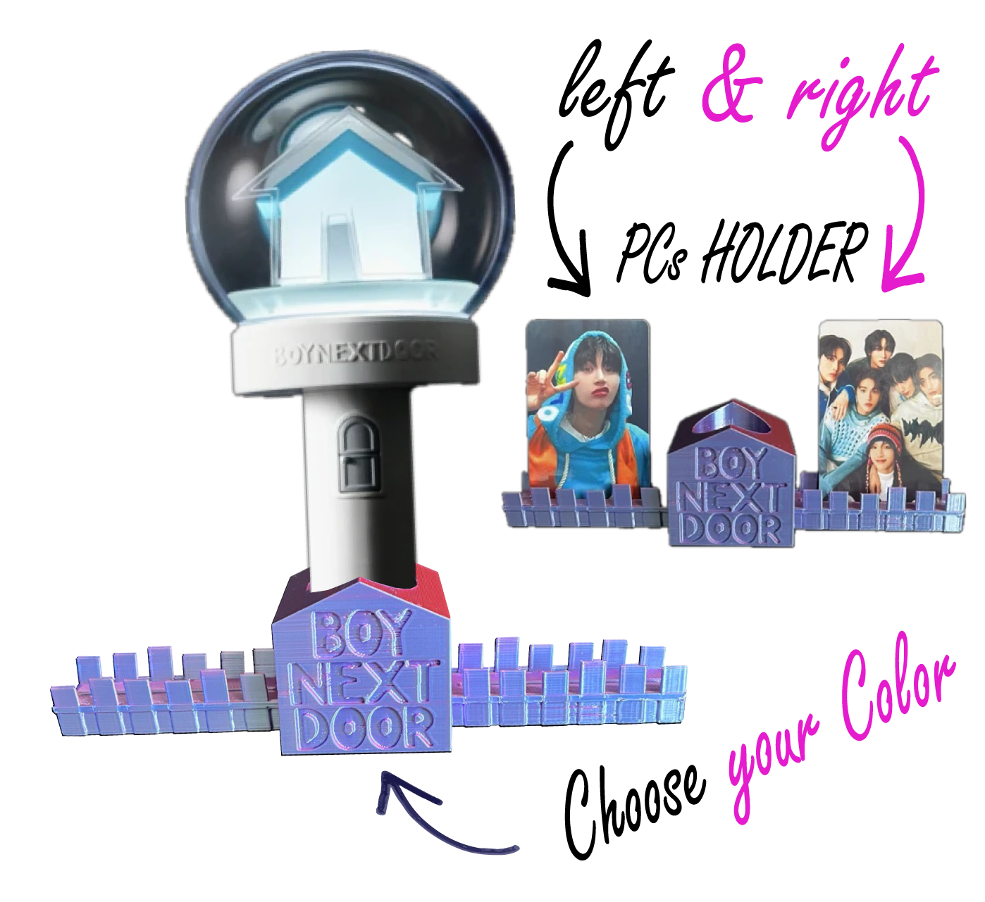 BNXD Lightstick holder + integrated Photocard holder - K-Pop Fanmade BoyNextDoor