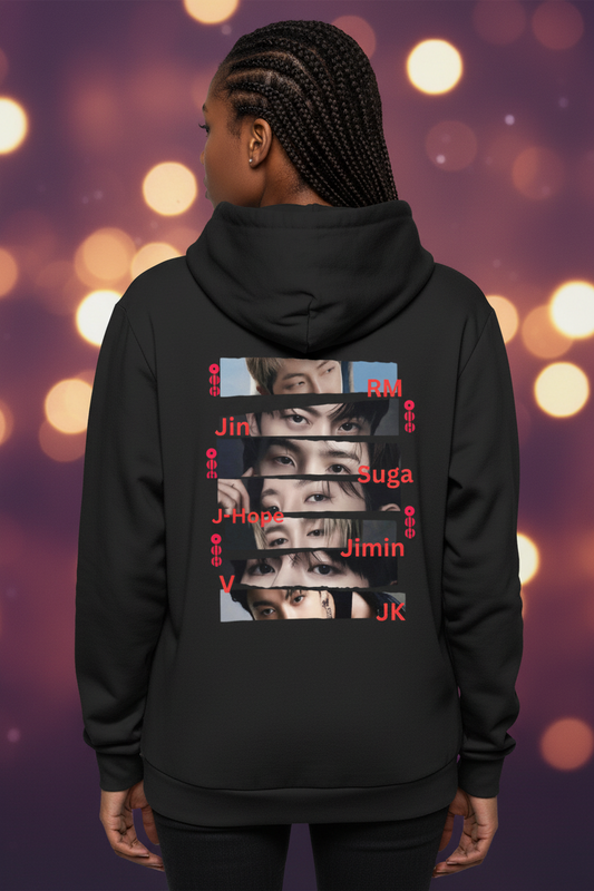BTS Allmember Unisex Hoodie als Rückendruck – Fanmade Army Fanartikel | XS–5XL