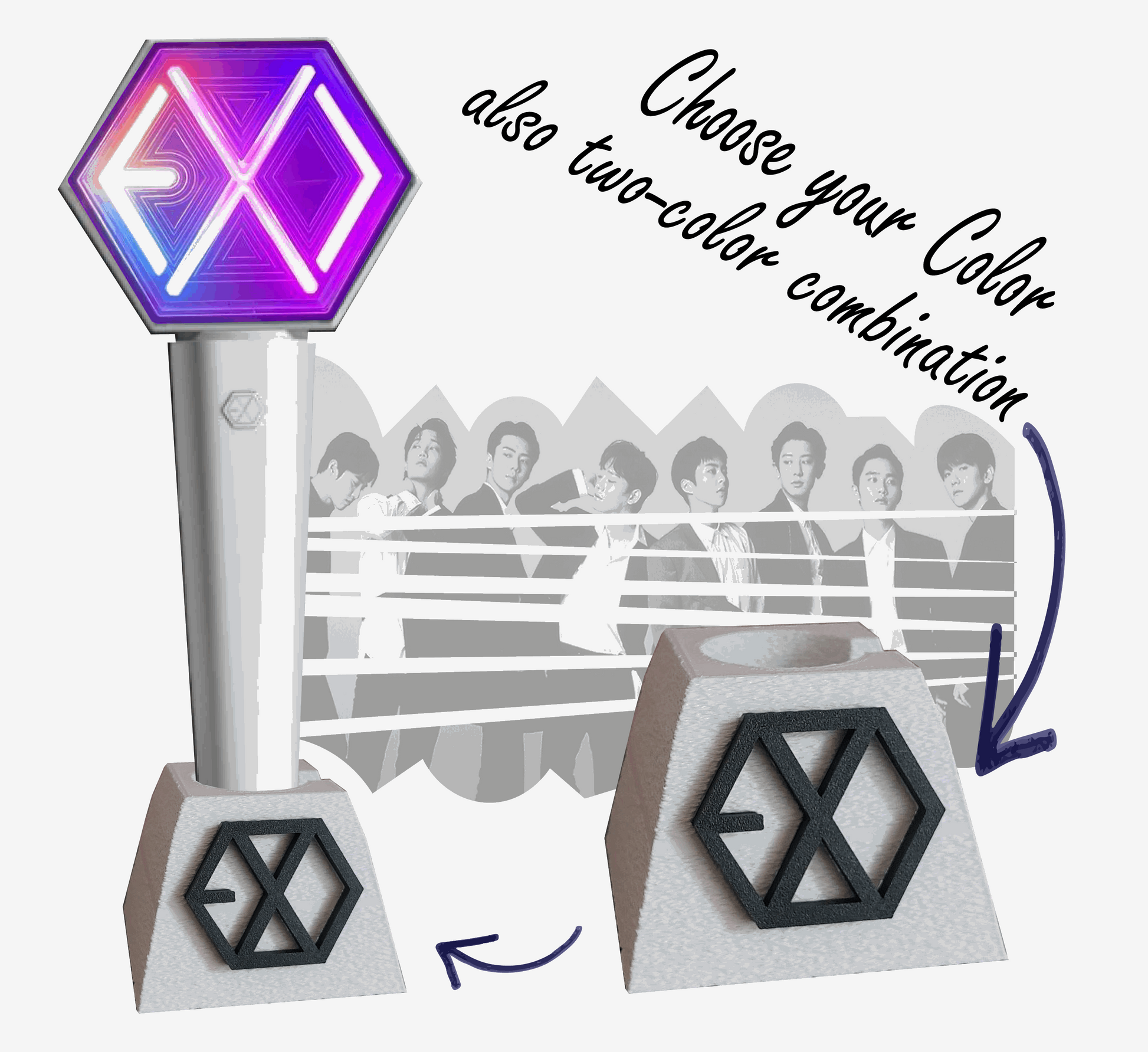 EXO Lightstick holder für alle Versionen, Kpop Fanmade holder