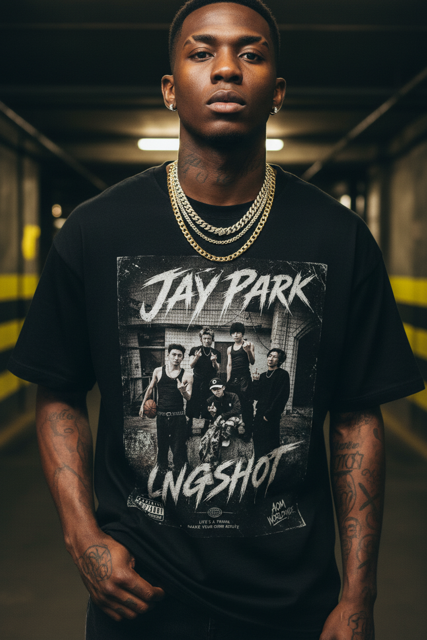 Jay Park x LNGSHOT Unisex T-Shirt Vintage B&W – K-Pop SHOTTIES Fanmade | S–5XL