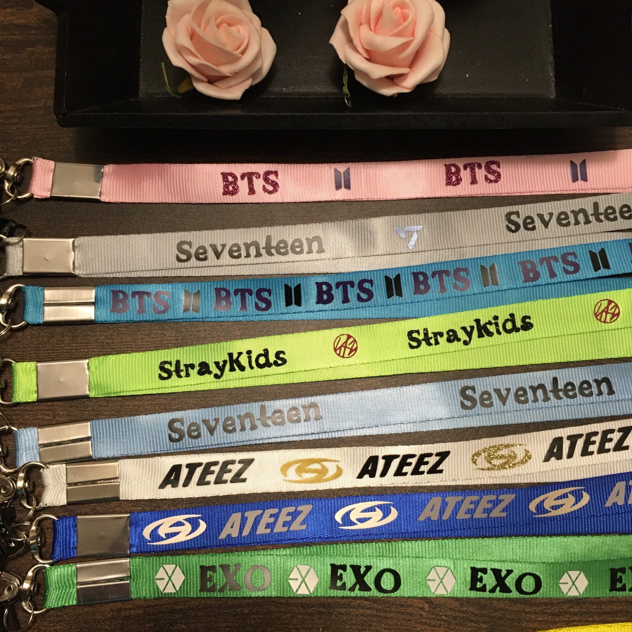 K-Pop Lanyards, Ateez, Seventeen, BTS, StrayKids, Exo, Fanmade