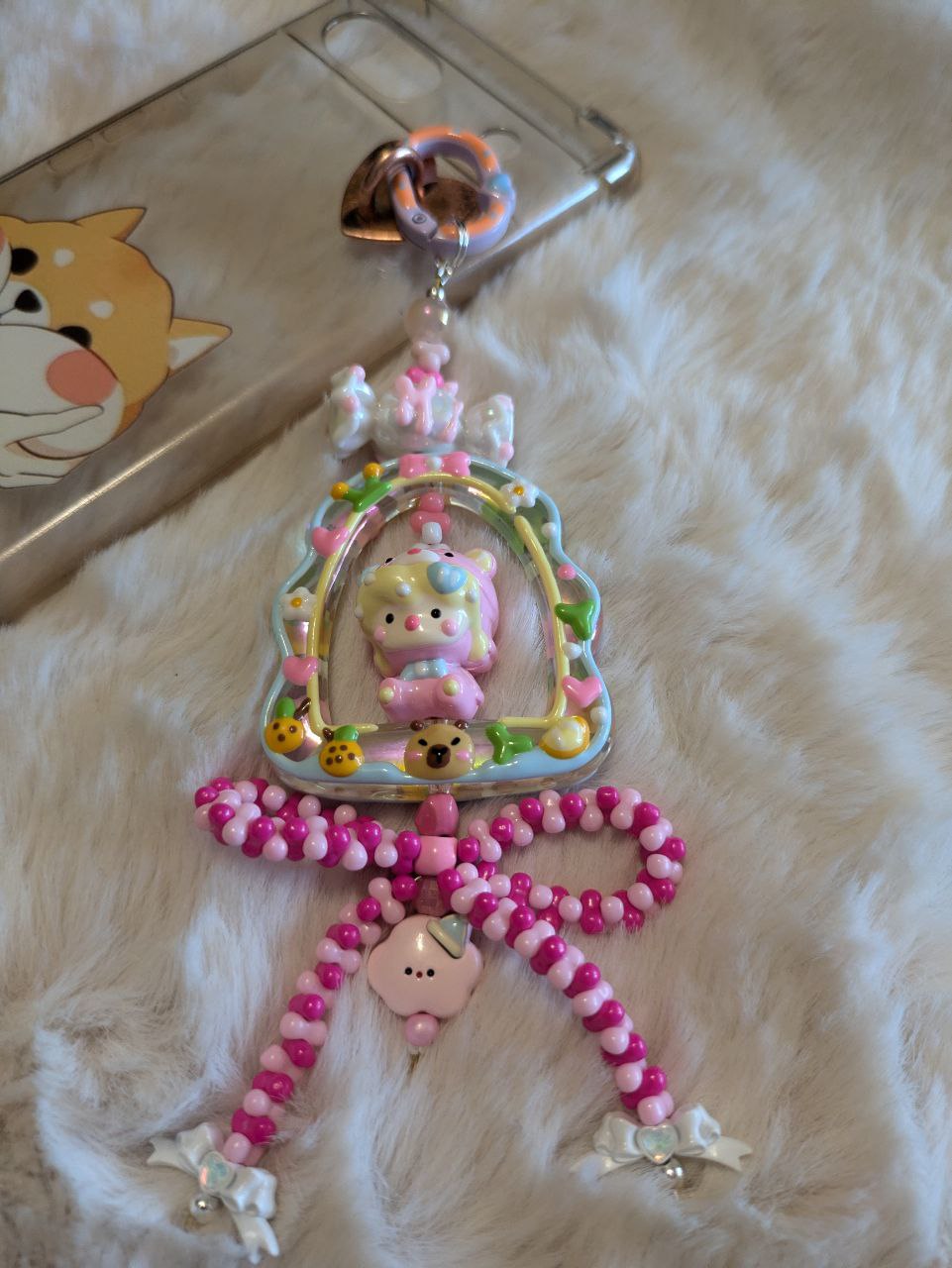 Cute Doll Pink  Phonechain, Taschen und Keychain