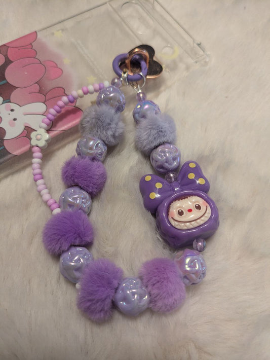Labubu Cute Kopf Handykette in Lila – Kawaii Style für dein Smartphone