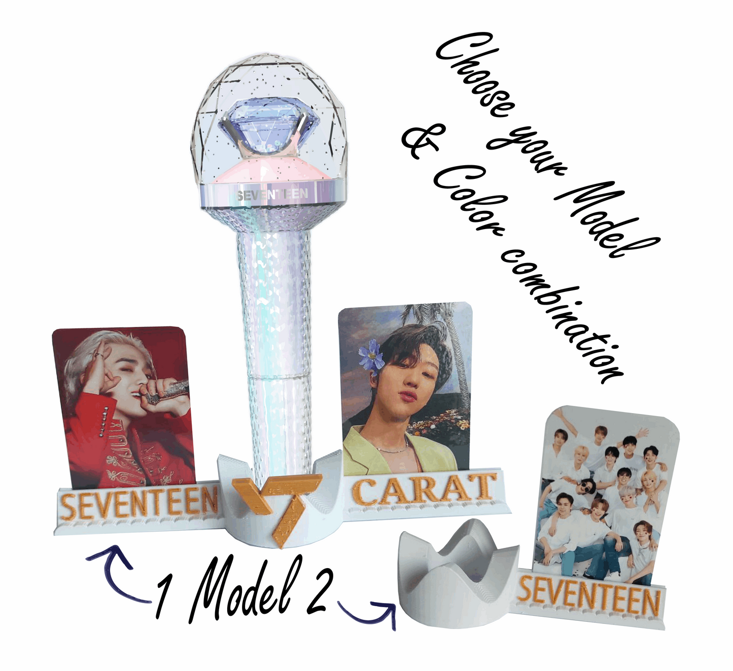 Seventeen Lightstick holder für alle Lightstick Versionen + integrierten Photocard holder Kpop Fanmade Carat