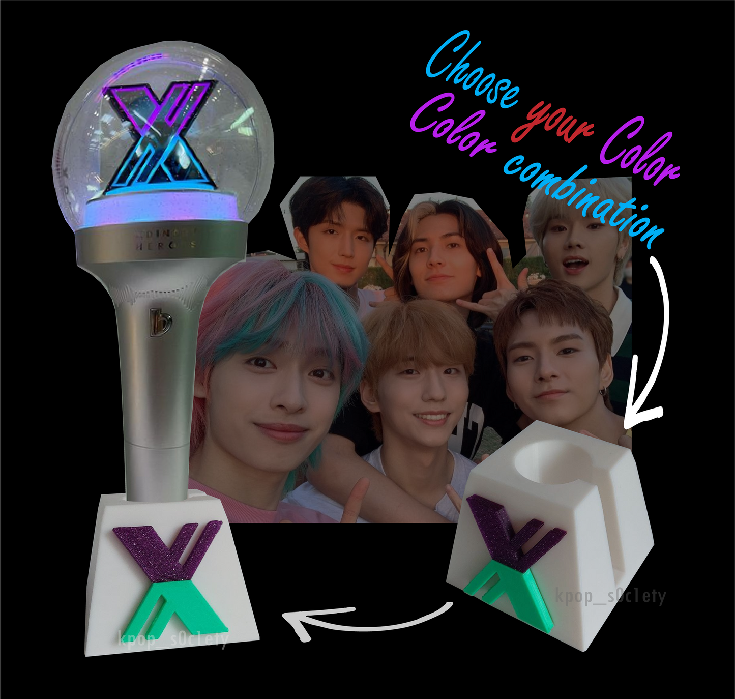 Customized ATEEZ Kpop Lightstick Holder for All Versions, Atiny Fanmade, Gift Idea, LIGHTINY Stand, Selfmade