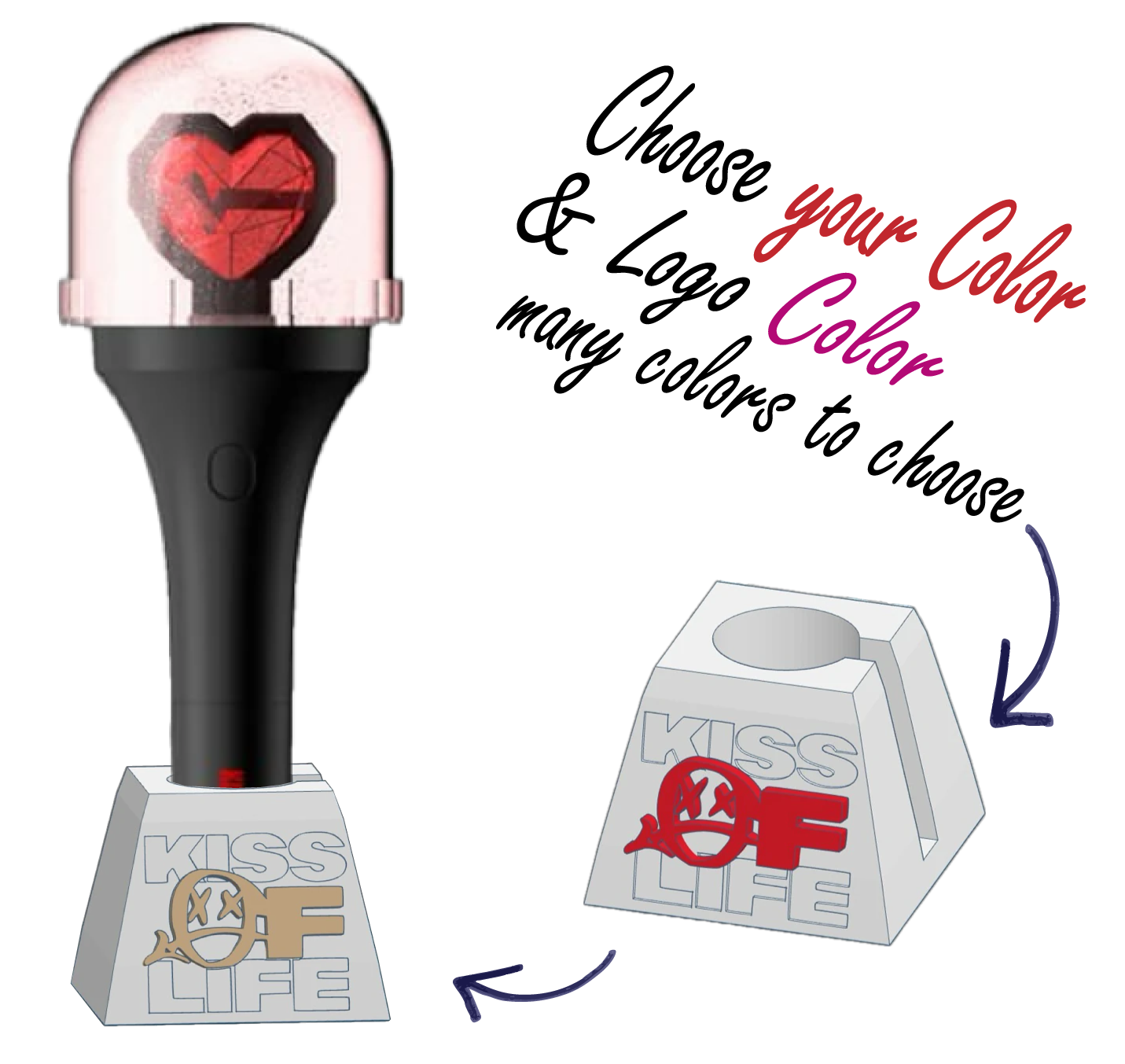 Kiss of life Lightstick holder for all versions, K-Pop Fanmade stand